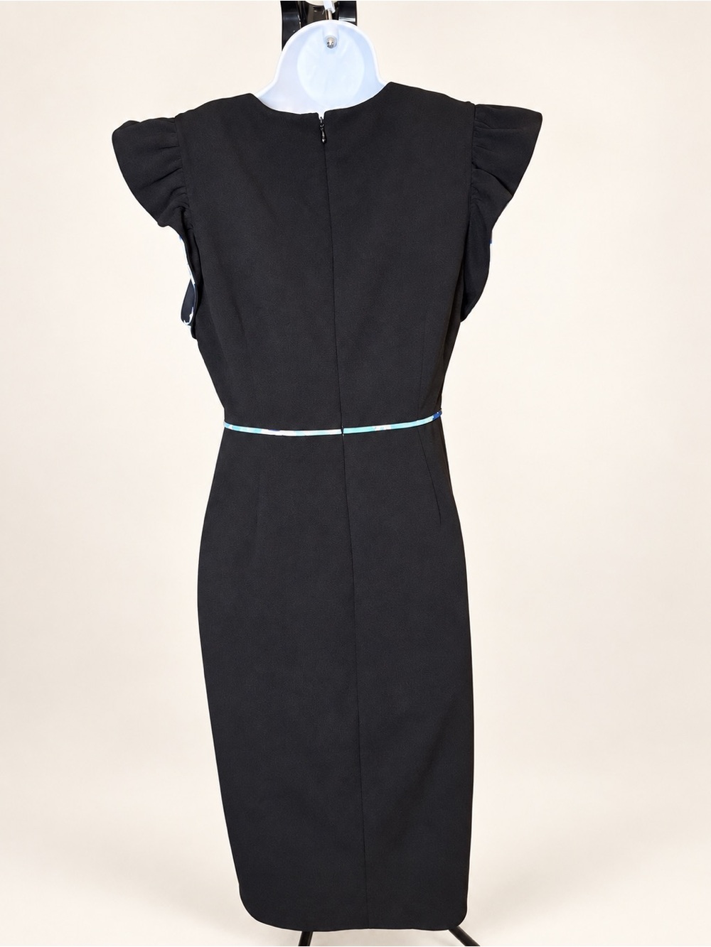 Calvin Klein Black Midi Sheath Dress with Flutter Sleeves - Picture 2 of 9